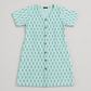 RT821 aqua and teal dotted stripe cotton dress, front view