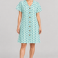 Model wearing RT821 aqua and teal cotton dress