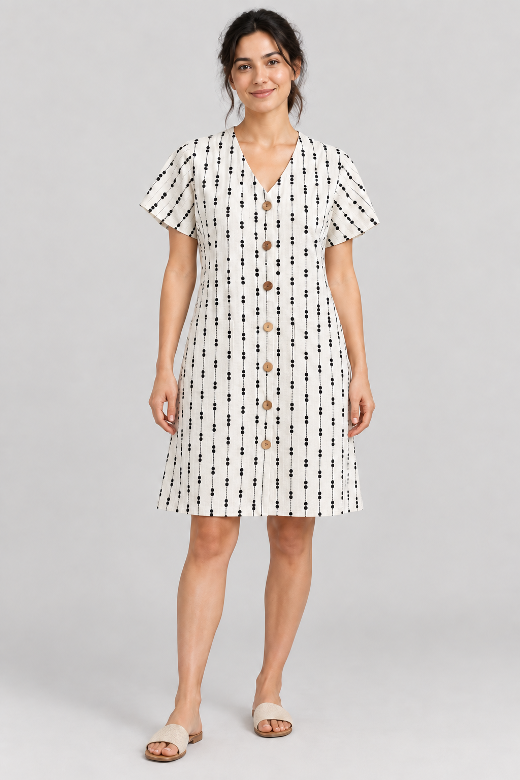 AI-generated model wearing RT823 cotton dress with inside pockets