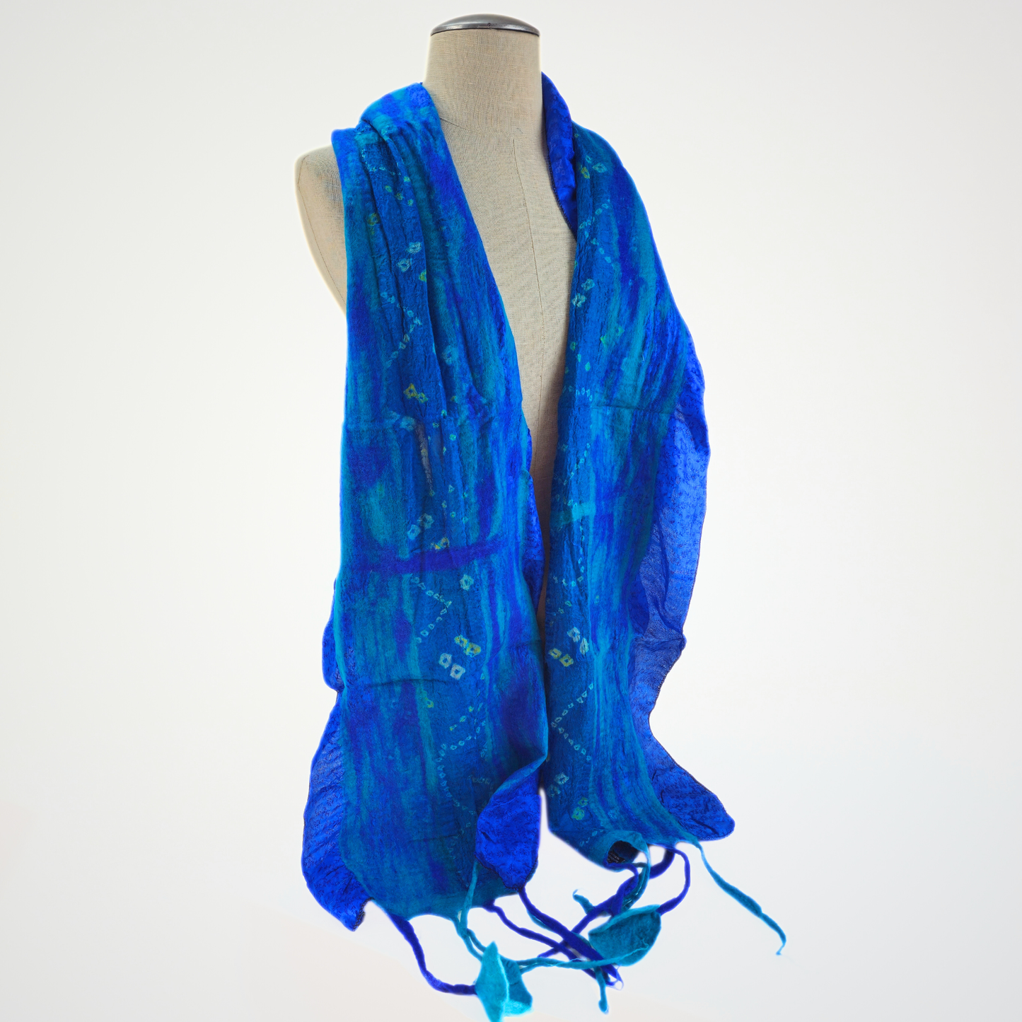 Saree Blue & Turq. Lace Felted Scarf
