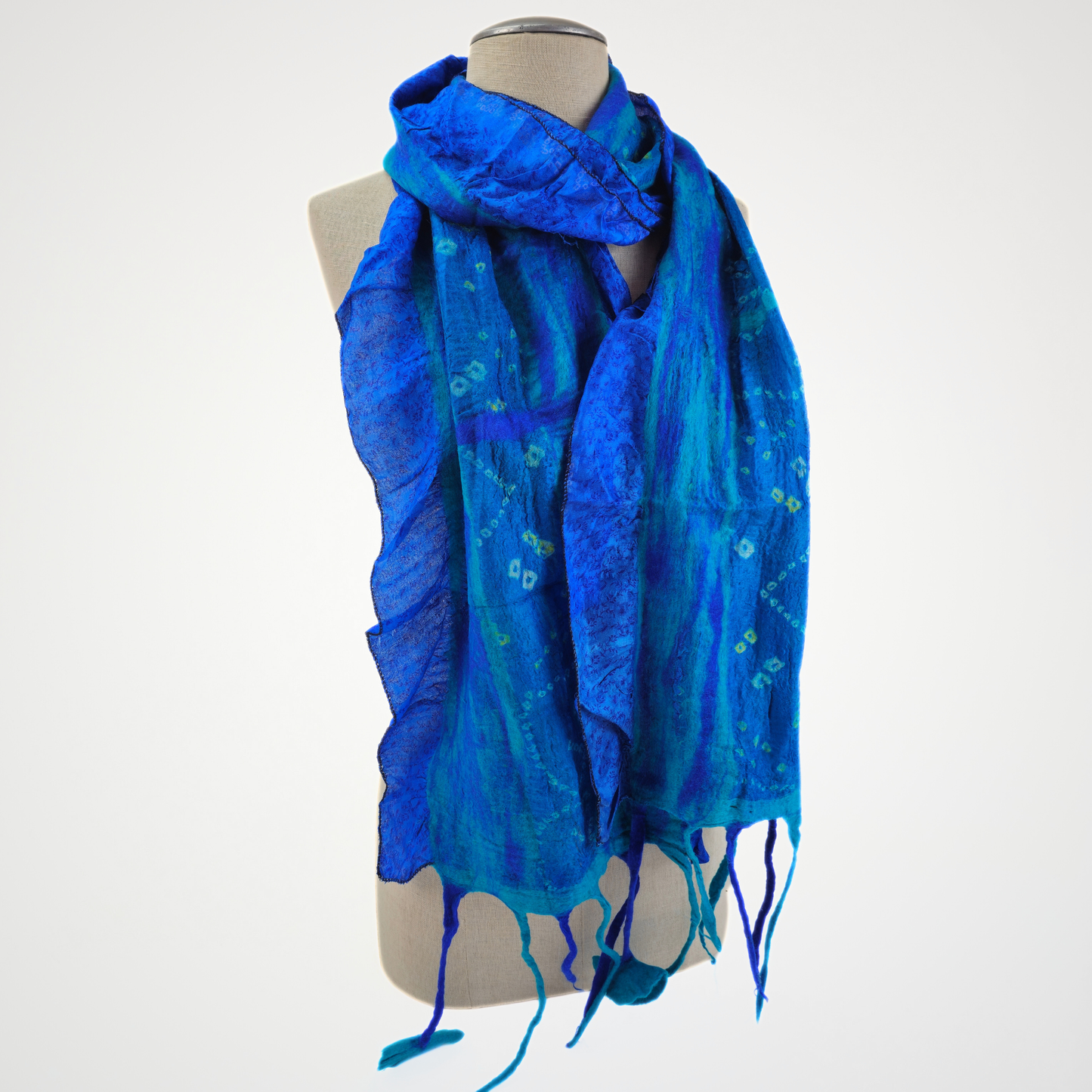 Saree Blue & Turq. Lace Felted Scarf