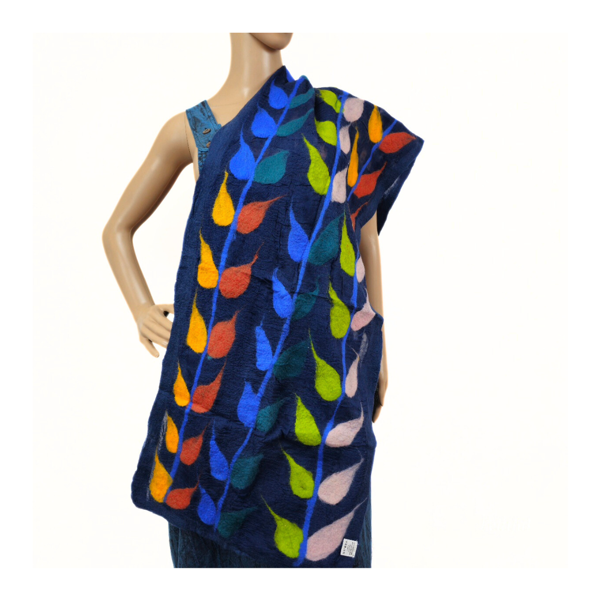 Silk & Merino Wool 3 Line Leaf Felted Scarf