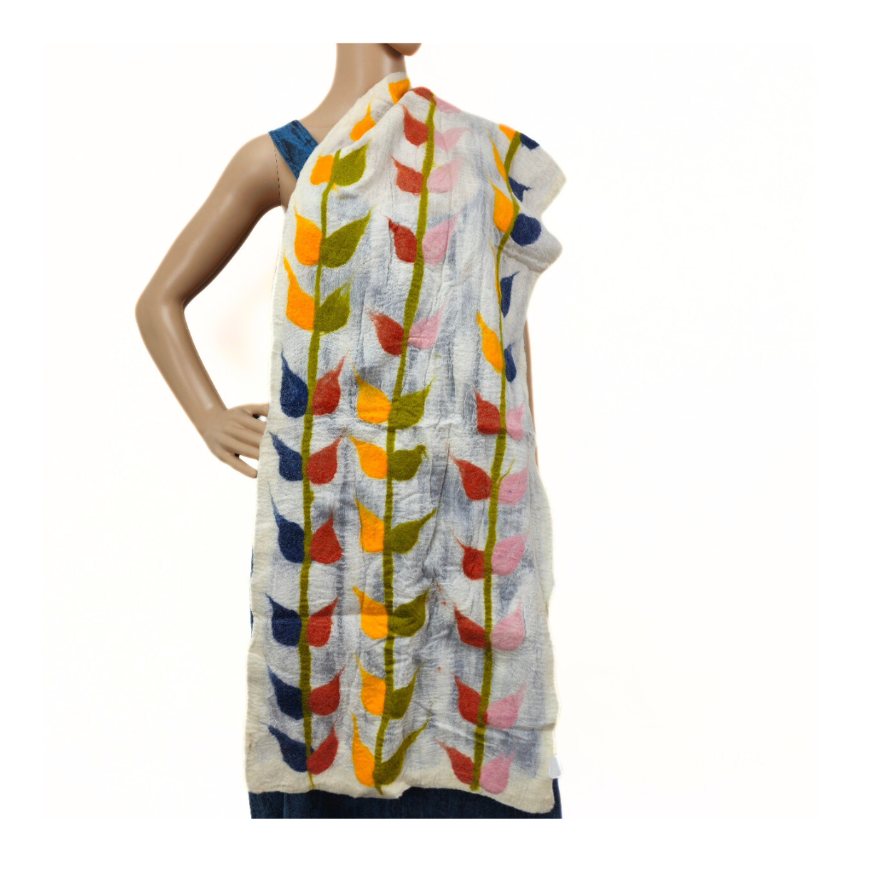 Silk & Merino Wool 3 Line Leaf Felted Scarf