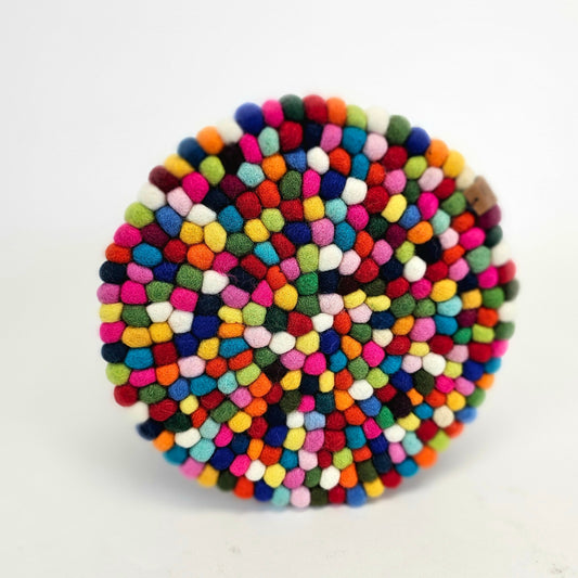 11mm Pom Pom Ball Felted Trivet-Set Of 2Pcs.