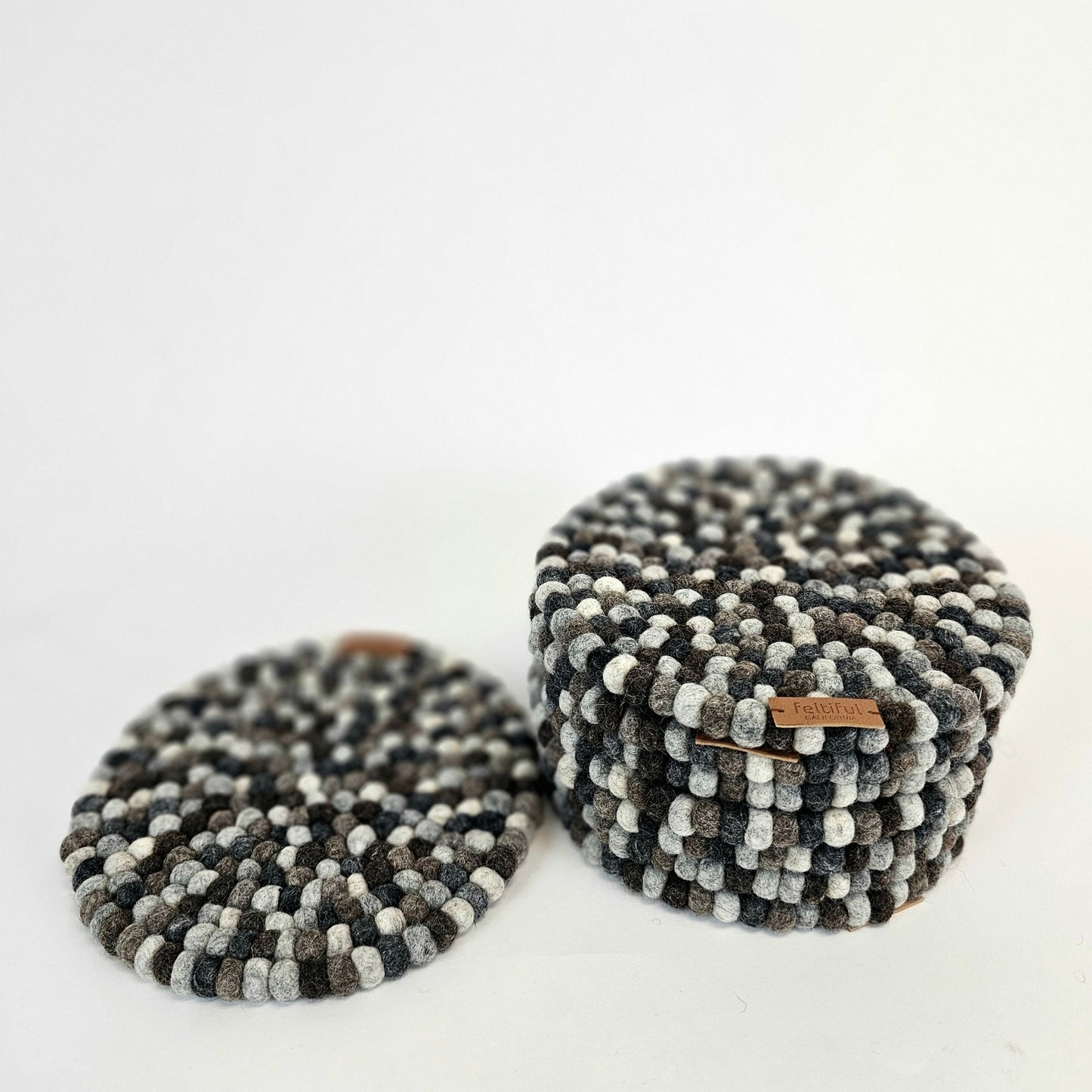 11mm Pom Pom Ball Felted Trivet-Set Of 2Pcs.