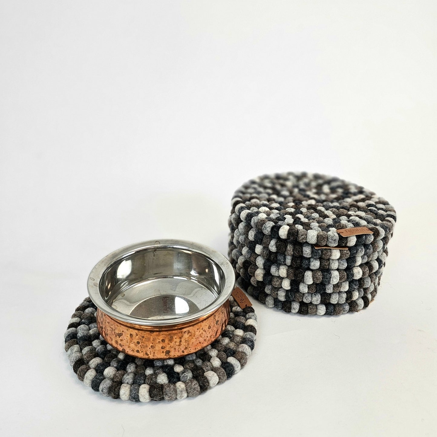 11mm Pom Pom Ball Felted Trivet-Set Of 2Pcs.