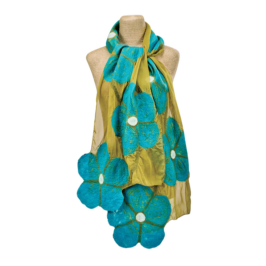 Floppy Flower Merino Wool & Silk Felted Scarf