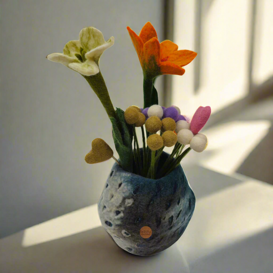 Hand Felted Razor Cut Flower Vase