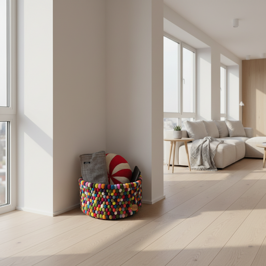 18x8 Inches Felt Ball Pom Pom Basket