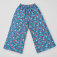 Blue and red mushroom print cotton palazzo trousers – front view