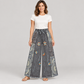 KD610 charcoal floral cotton wide-leg pants – model