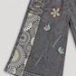 KD610 charcoal floral cotton wide-leg pants – side-detail