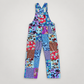 KD617 blue and aqua floral patchwork cotton overalls, full front view