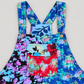 KD617 cotton overalls blue floral straps and red floral bib pocket detail