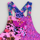 KD618 cotton overalls floral straps and buttoned bib pocket detail