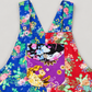 Floral patchwork cotton short overalls, bib pocket detail
