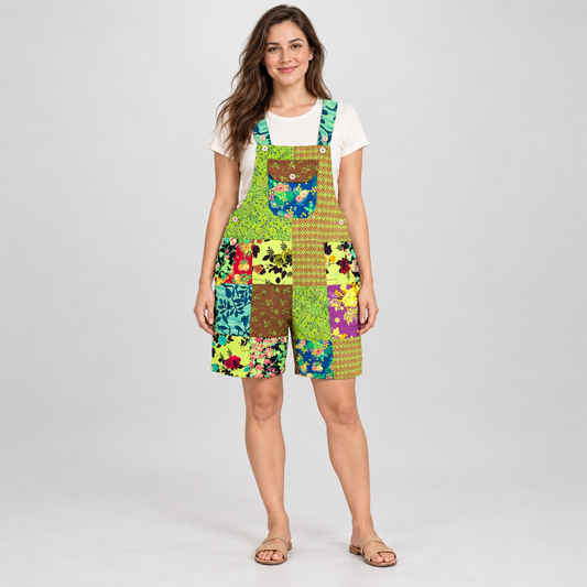 KD620 green cotton short overalls, generated model styling view