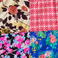 Floral and geometric cotton patchwork and seam detail