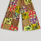 Green patchwork wide-leg trouser hem detail
