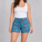 Mushroom Print Cotton Shorts in Blue, front view on model