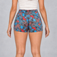Mushroom Print Cotton Shorts in Gray, back view on model