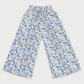 White & Blue mushroom print cotton palazzo trousers – front view