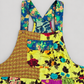 RT616 cotton overalls bib pocket and floral shoulder strap detail