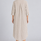 Feltiful RT812 striped long shirt dress back model view showing center pleat