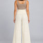 Ivory Cotton Smocked-Waist Wide-Leg Trousers