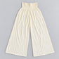 Ivory Cotton Smocked-Waist Wide-Leg Trousers