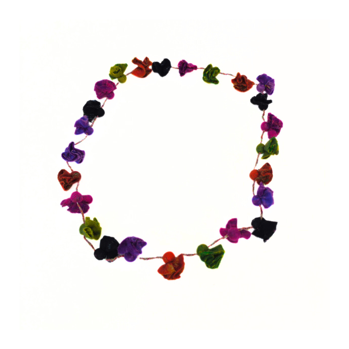 Merino & Silk Flowers Long Necklace