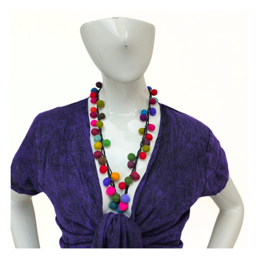 Assorted Color Felt Ball Necklace