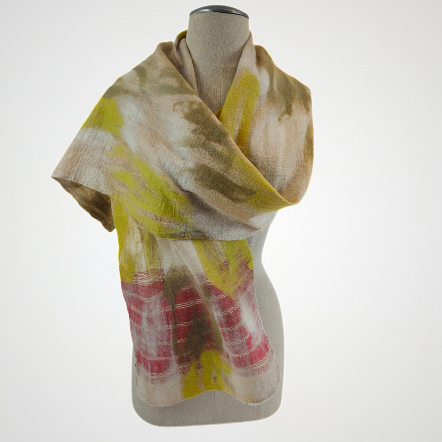 Merino Wool and Silk Sari Felted Scarf