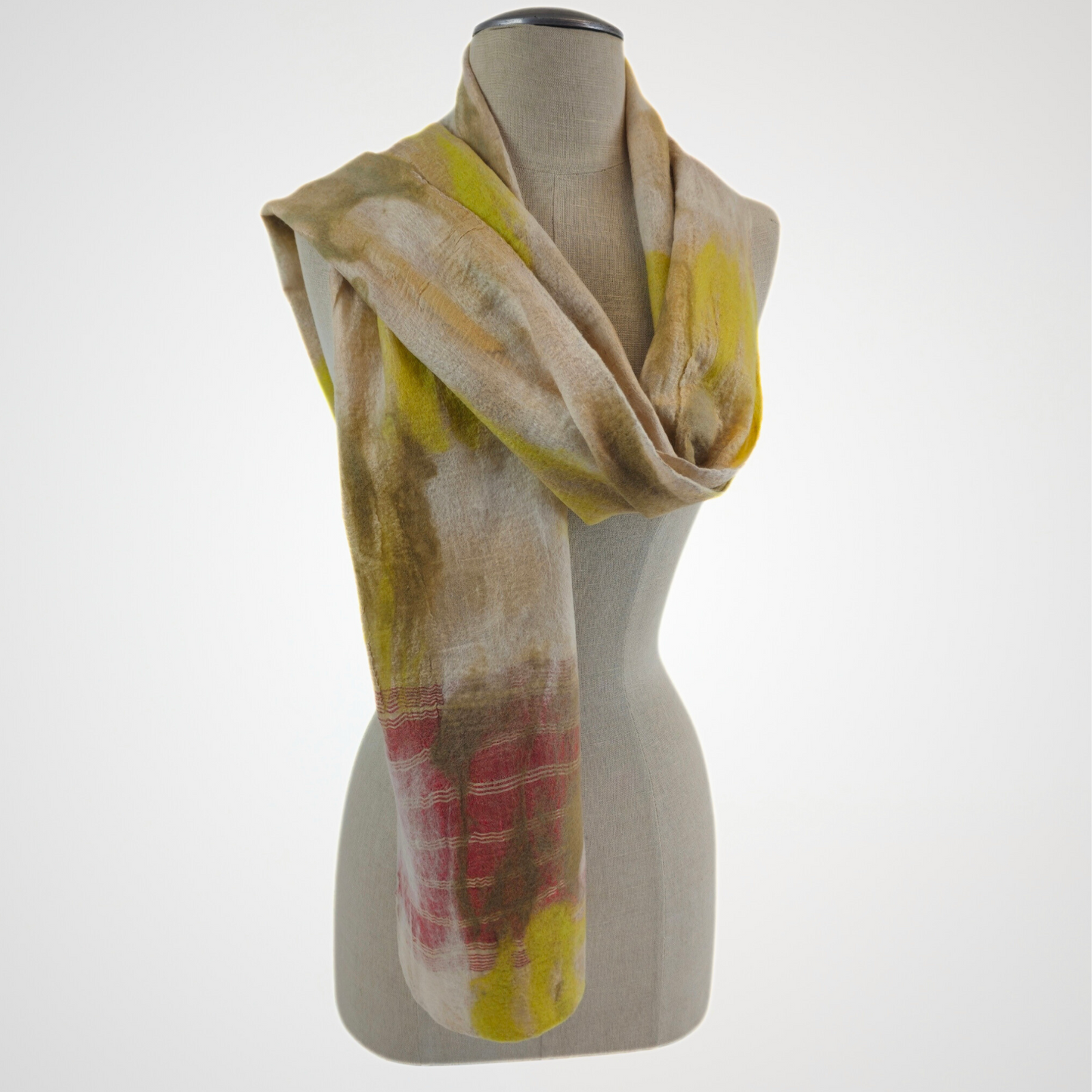 Merino Wool and Silk Sari Felted Scarf