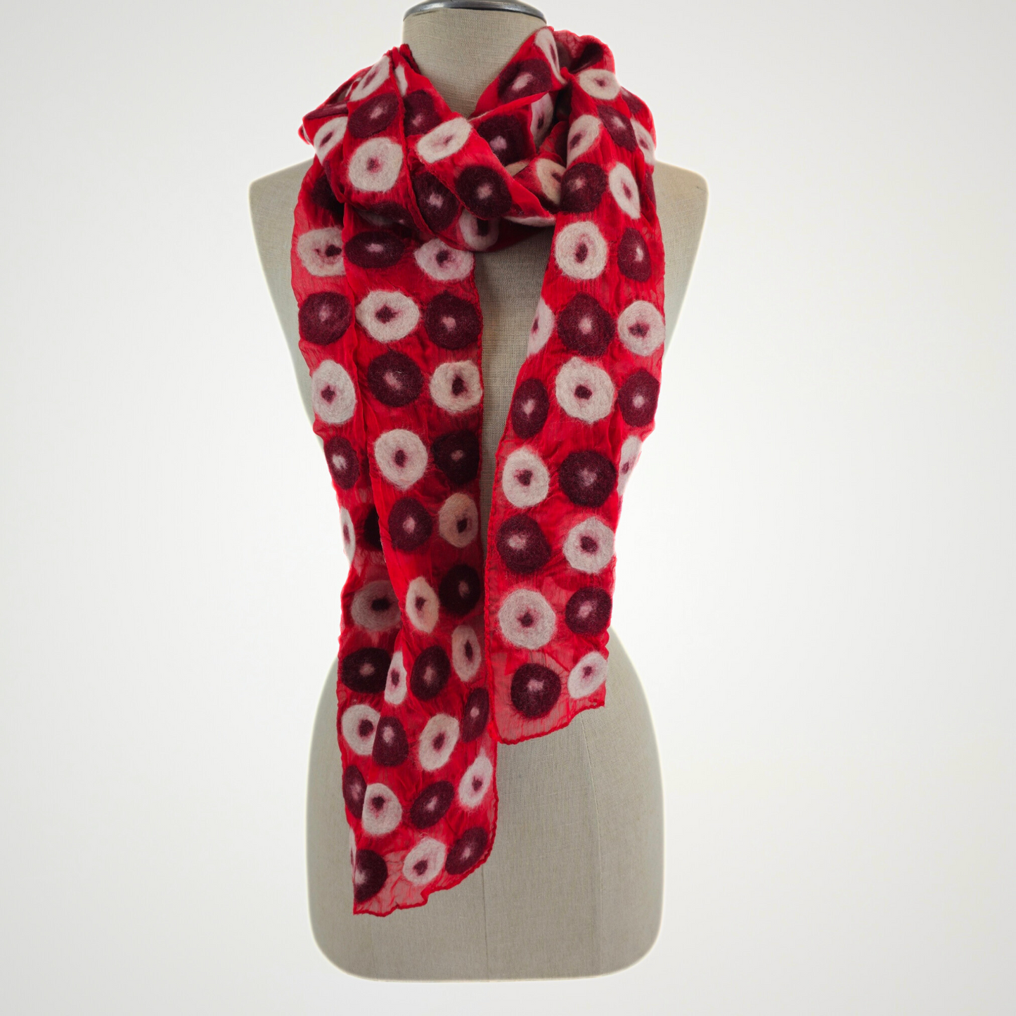 Polka Dotted Merino Wool Felted Scarf