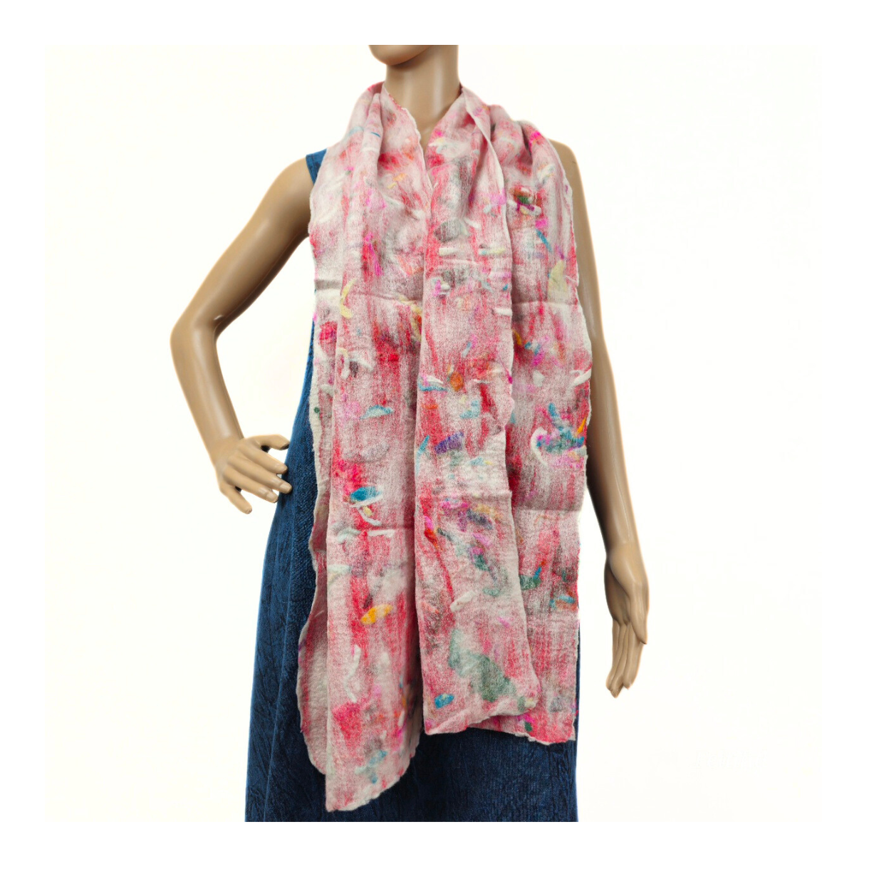 Multi Chunk Color Merino Wool & Silk felted Scarf