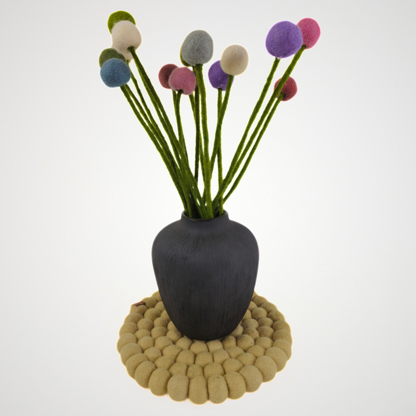 Pom Pom Felted Ball Trivet-Set Of 2Pcs.