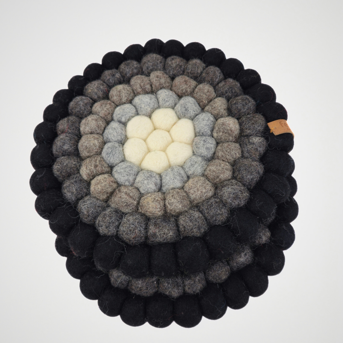 Black & White Pom Pom Felted Ball Trivet-Set Of 2Pcs.
