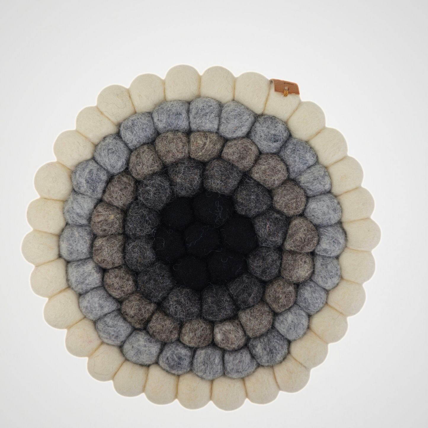 Black & White Pom Pom Felted Ball Trivet-Set Of 2Pcs.