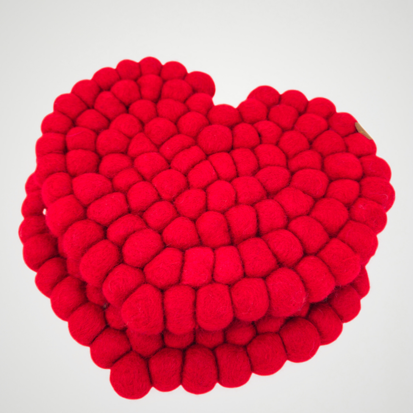 Red Heart Pom Pom Felted Ball Trivet-Set Of 2Pcs.