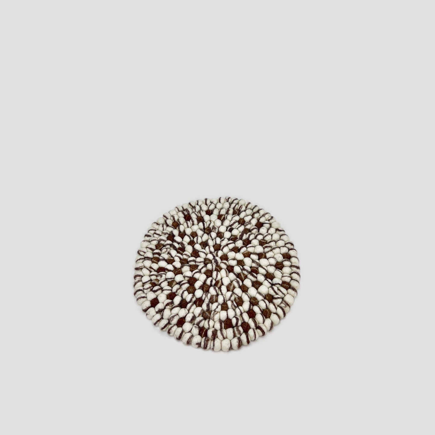 White-Brown Felt Ball Round Mat for Home Décor