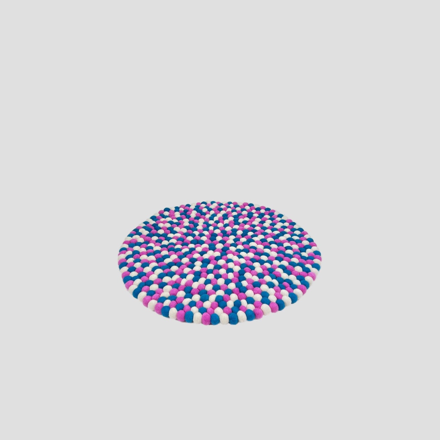 White-Pink and Blue Felt Ball Round Mat for Home Décor