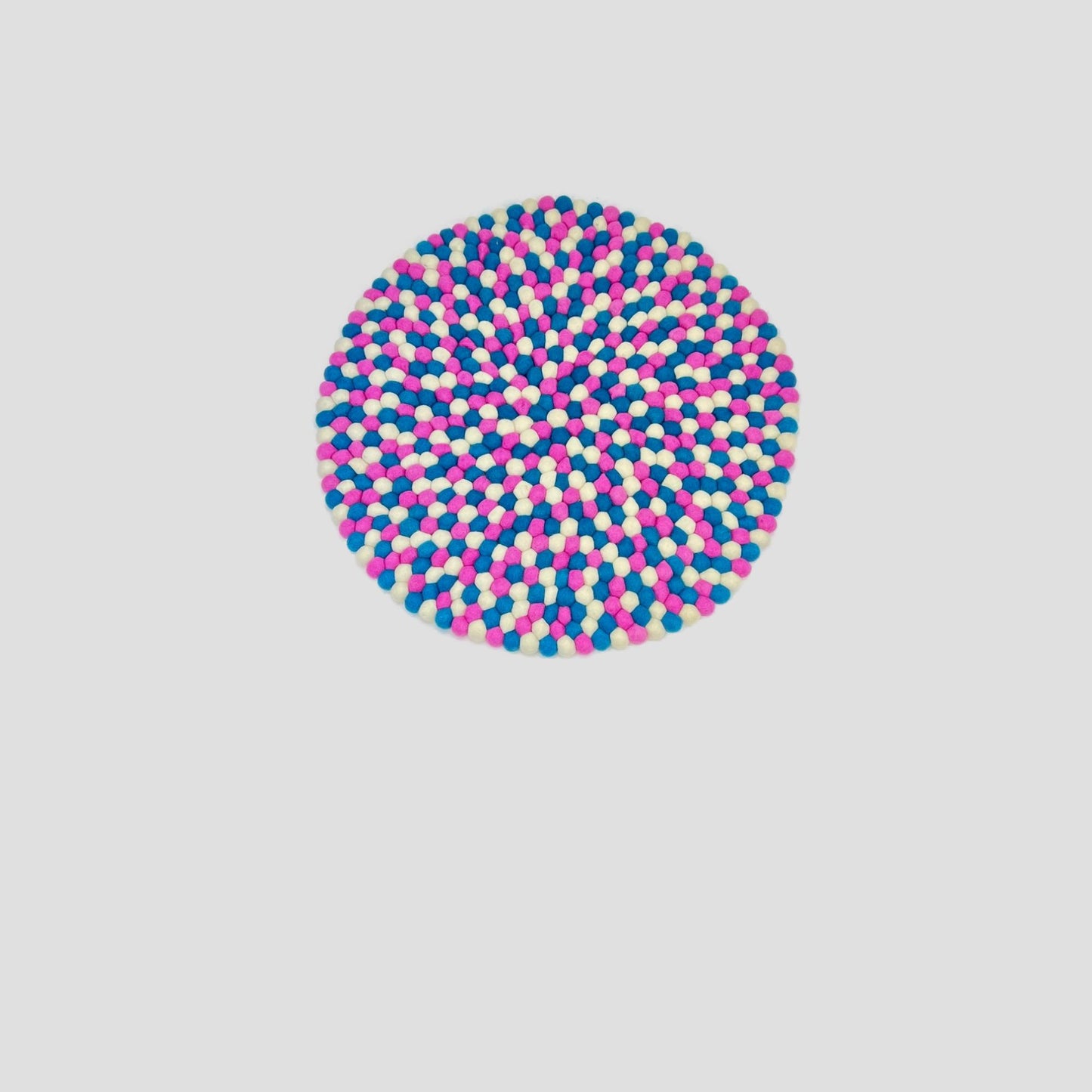 White-Pink and Blue Felt Ball Round Mat for Home Décor
