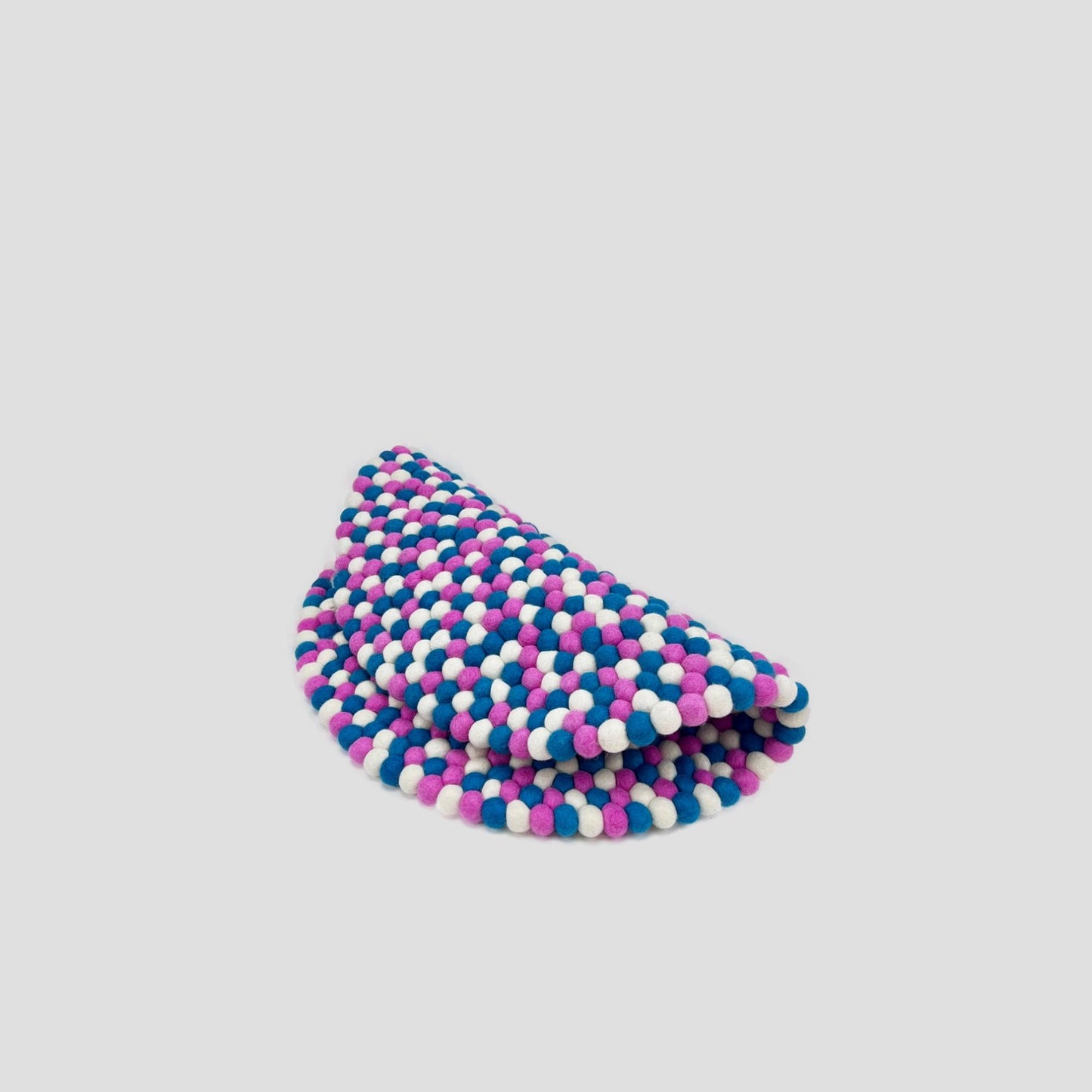 White-Pink and Blue Felt Ball Round Mat for Home Décor