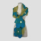 Beige Turquoise Flowers Merino Wool Felt Scarf