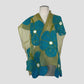 Beige Turquoise Flowers Merino Wool Felt Scarf