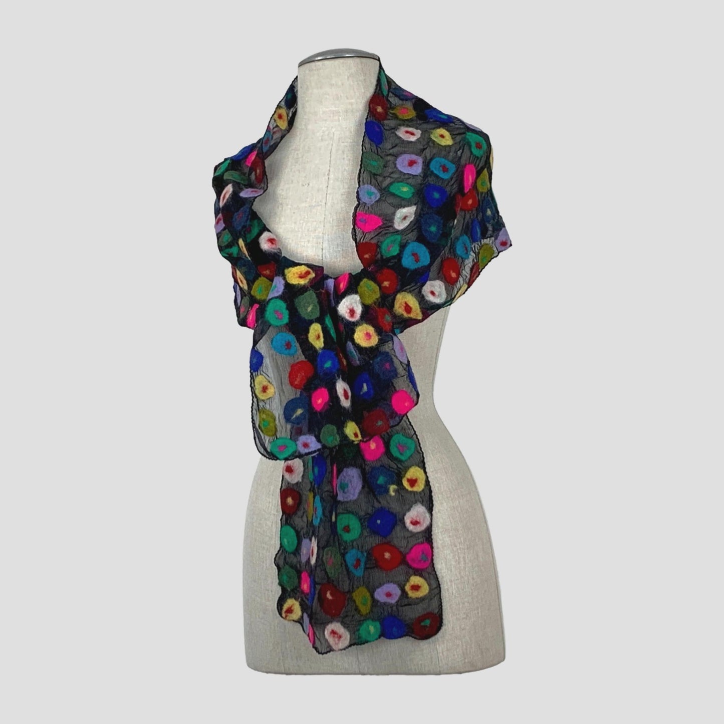 Multi Polka Dotted Merino Wool Felt Scarf