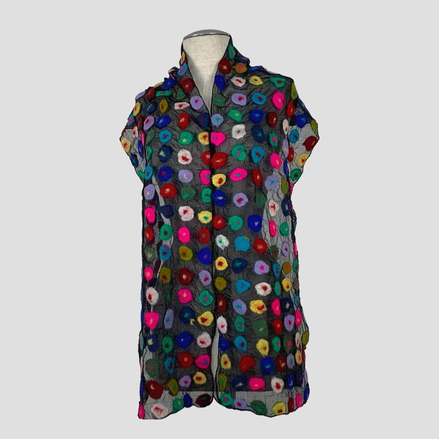 Multi Polka Dotted Merino Wool Felt Scarf