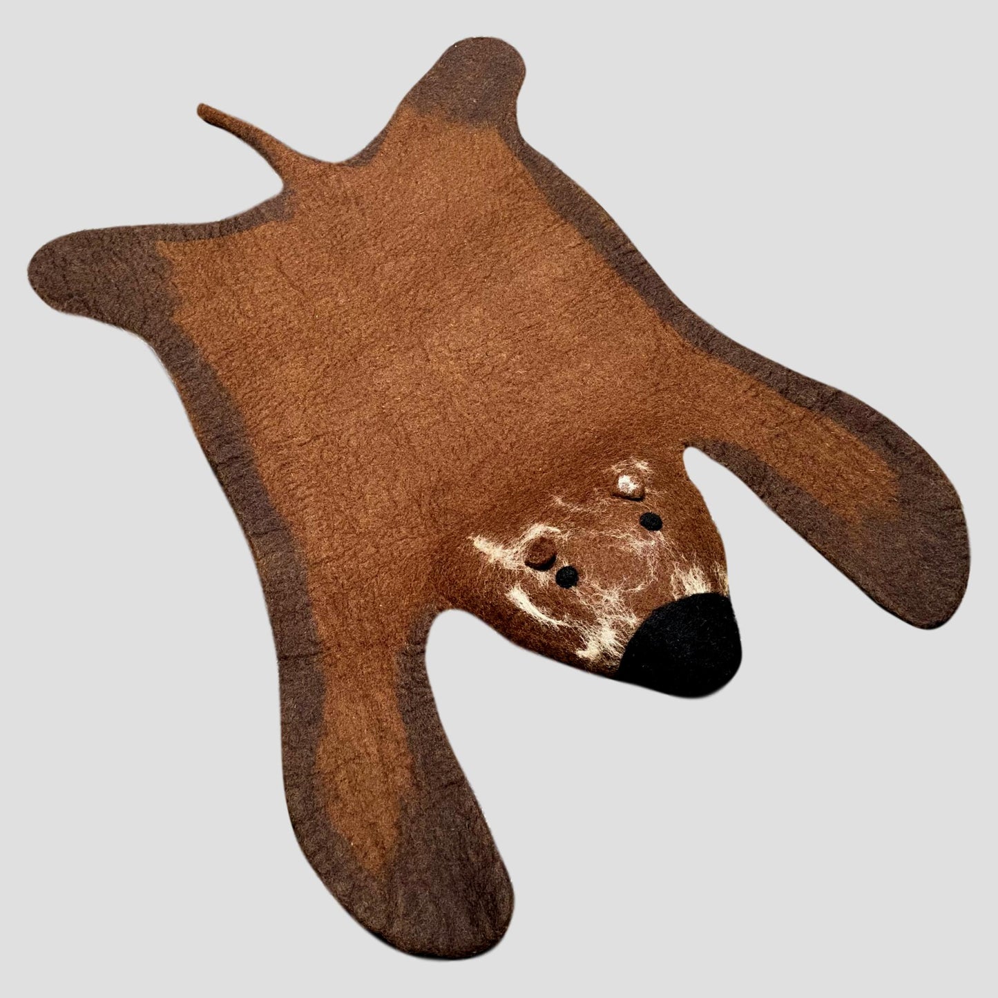 Handmade Felt Brown Bear Mat