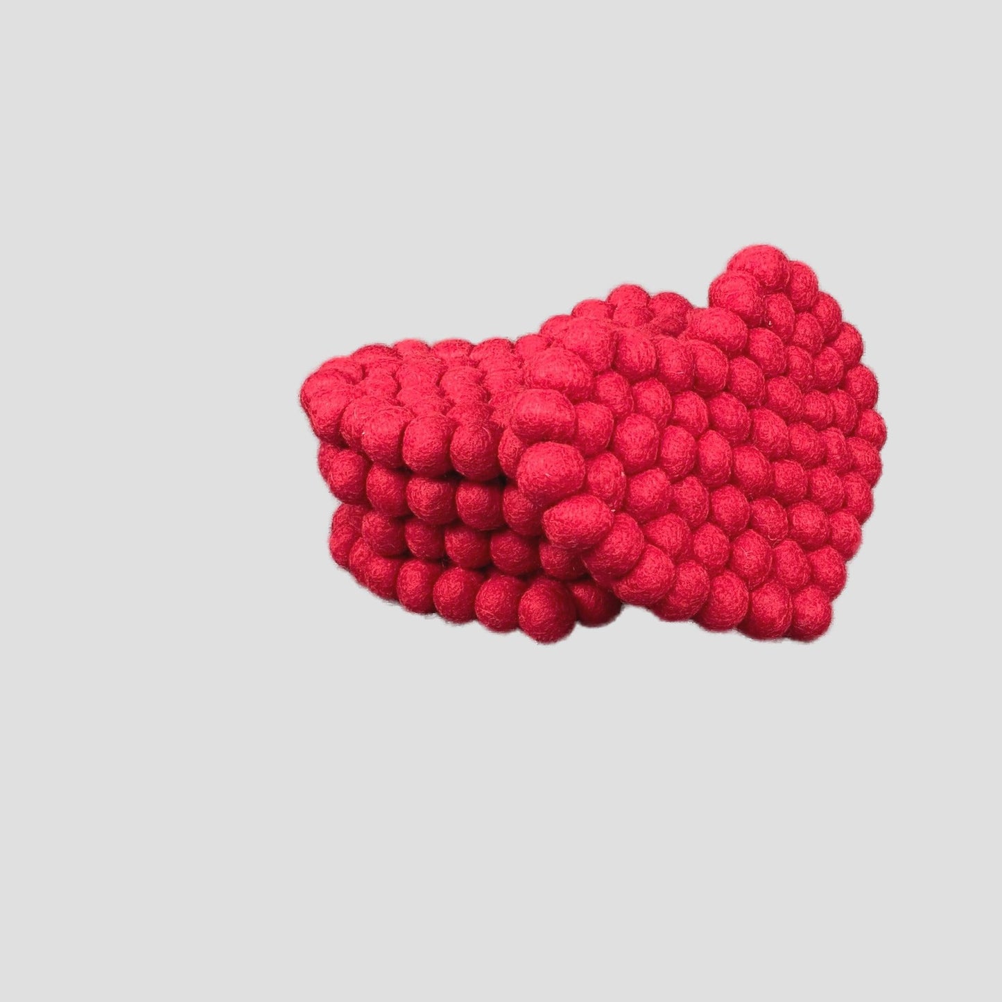 Red Heart-Shaped Wool Ball Felt Trivet